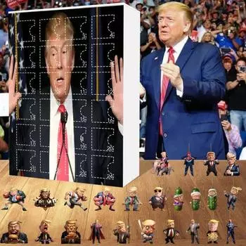 Рождественский Адвент-календарь, акриловый брелок с изображением президента Трампа, набор украшений на 24 дня до праздника