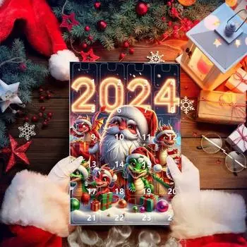 Рождественский Адвент-календарь Акриловый Подвеска в виде дракона, 24-дневный календарь обратного отсчета с внутренней частью F