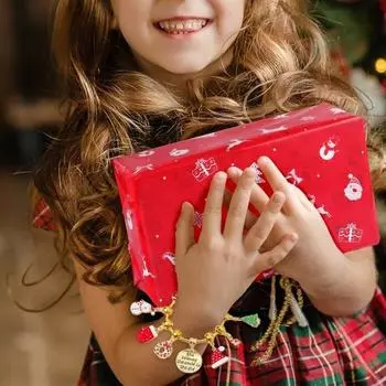 Рождественский Адвент-календарь Браслет для Девочки 24 дня обратный отсчет с Браслетом Скрытая коробка DIY Шарм Бусины Набор Снеговик Санта-Клаус Украшения Захватывающие Ежедневные A