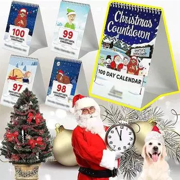 Рождественский адвент-календарь, бумажный офис на 100 дней, двухпроводной переплет, украшение для дома, комнаты, праздничное украшение, обратный отсчет на рабочем столе