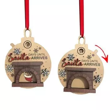 Рождественский Адвент-календарь Деревянный 3D Санта обратный отсчет до Рождества Подвеска Рождественская елка Подвеска