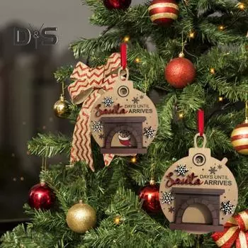 Рождественский Адвент-календарь Деревянный 3D Санта обратный отсчет до Рождества Подвесной знак на рождественскую елку для украшения дома на елку Xmas Santa Claus