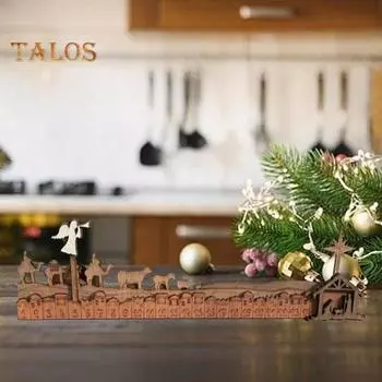 Рождественский Адвент-календарь Деревянный Рождественский вертеп Обратный отсчет Украшение Рождество Рождество Иисус Декор Религиозный праздничный знак C