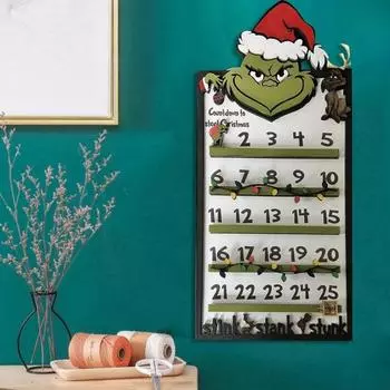 Рождественский Адвент Календарь Деревянный Зеленый Эльф Обратный Отсчет Украшения Настенный Календарь с