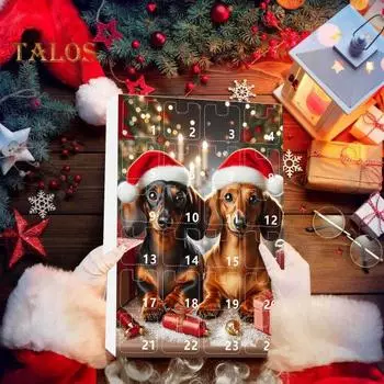 Рождественский адвент-календарь для собак 2024 года, милые акриловые украшения для детей, праздничные украшения обратного отсчета, коллекционные подвески для дома, автомобиля, стены D