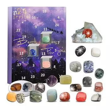 Рождественский адвент-календарь Gemstone на 24 дня, Рождественский каменный календарь обратного отсчета, Рождественский обратный отсчет, рок