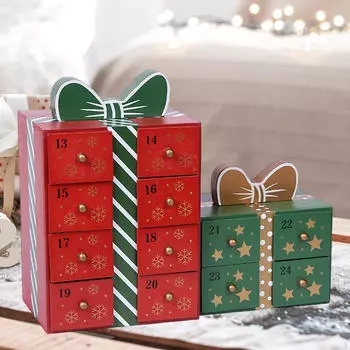Рождественский адвент-календарь из дерева с ящиками для хранения подарков из дерева для заполнения офиса