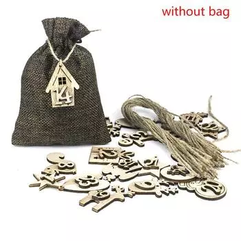 Рождественский Адвент Календарь Мешочки Украшения 1-24 Деревянные Этикетки Без Мешка