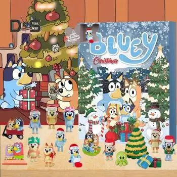 Рождественский адвент-календарь, мультяшный календарь обратного отсчета с изображением собак, фигурки щенков, 24 дня сюрпризов, адвент-календарь для рождественского подарка B