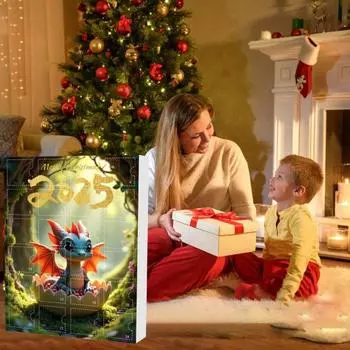 Рождественский Адвент Календарь Мультяшный Крутой Дракон Акриловый Орнамент Миниатюрная Фигурка Дракона Календарь Обратного Отсчета D