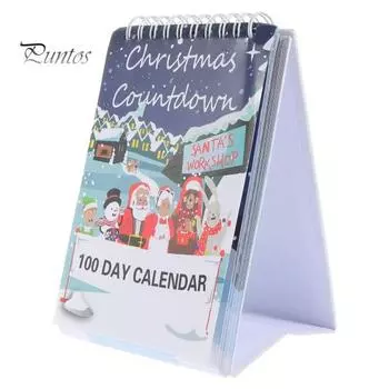 Рождественский адвент-календарь на 100 дней, двухпроводная переплетная бумага для дома, офиса, комнаты, праздничное украшение, настольный календарь обратного отсчета, подарок на фестиваль