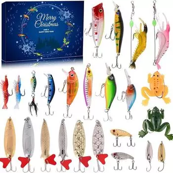 Рождественский адвент-календарь на 2023 год, набор рыболовных приманок, глухая коробка, адвент-календарь на 24 дня, рыболовные снасти, подарок-сюрприз для рыбака