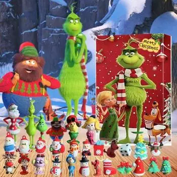 Рождественский адвент-календарь на 24 дня с зеленым эльфом и обратным отсчетом до Рождества с коллекционными фигурками