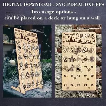 Рождественский Адвент-календарь на 25 дней, деревянные подвески, обратный отсчет, рождественская вывеска, деревенский номер, дата, праздничное украшение для каминной доски, настенный декор A