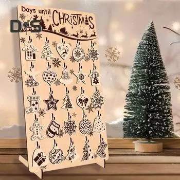 Рождественский Адвент-календарь на 25 дней, деревянные подвески, обратный отсчет, рождественская вывеска, деревенский номер, дата, праздничное украшение для каминной доски, настенный декор A