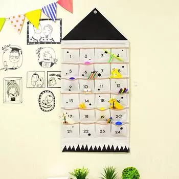 Рождественский адвент-календарь на холсте, дверь, 24 кармана, органайзер для конфет, монет, настенный карман для спальни, украшение для хранения всякой всячины 24Grid