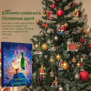 Рождественский адвент-календарь, набор кукол-эльфов, обратный отсчет до Рождества на 24 дня, глухая коробка, мини-елочные подвесные украшения A