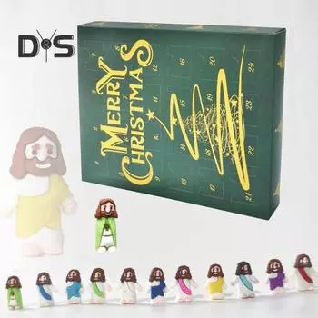 Рождественский адвент-календарь, набор мини-фигурок Иисуса, 24 шт., крошечная кукла-статуэтка Иисуса, пасхальные яйца, наполнители, религиозные подарки для христиан A