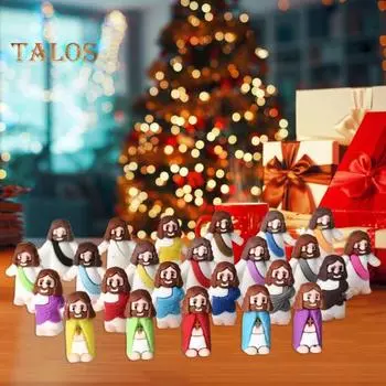 Рождественский адвент-календарь, набор мини-фигурок Иисуса, 24 шт., крошечная кукла-статуэтка Иисуса, пасхальные яйца, наполнители, религиозные подарки для христиан A