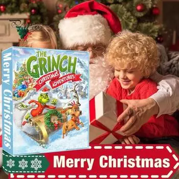 Рождественский адвент-календарь, набор сережек «Зеленый эльф» для женщин, 24-дневный календарь обратного отсчета, ювелирная слепая коробка для рождественского украшения A