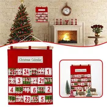 Рождественский Адвент-календарь, настенная сумка с 24 карманами, рождественские украшения 1