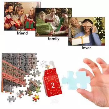 Рождественский адвент-календарь пазл 1000 рождественский обратный отсчет пазл зимний Санта снеговик праздничное украшение A