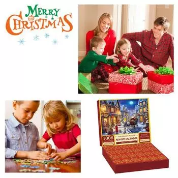 Рождественский адвент-календарь пазл 1000 рождественский обратный отсчет пазл зимний Санта снеговик праздничное украшение H