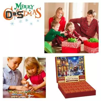 Рождественский адвент-календарь пазл 1000 рождественский обратный отсчет пазл зимний Санта снеговик праздничное украшение H