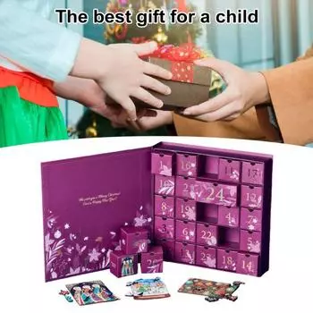 Рождественский Адвент Календарь Пазл Набор 2024 Головоломка Игра-головоломка для детей и взрослых 24-дневный обратный отсчет до Рождества Календарь Sets