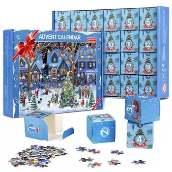 Рождественский Адвент Календарь Пазлы Рождественский обратный отсчет Подарок 24 Части 1008 Деталей Пазлы Подарок Для Детей И Взрослых
