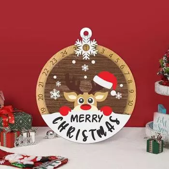 Рождественский Адвент-календарь подвесные деревянные украшения в виде коровы и оленя обратный отсчет дней до Рождества знак для украшения стены входной двери дома A