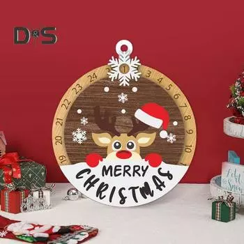 Рождественский Адвент-календарь подвесные деревянные украшения в виде коровы и оленя обратный отсчет дней до Рождества знак для украшения стены входной двери дома A