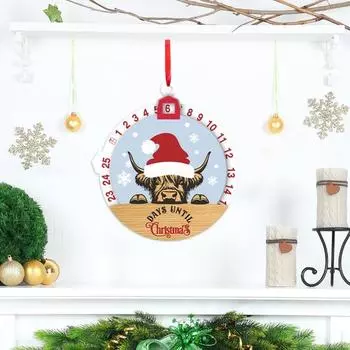 Рождественский Адвент-календарь Подвесные украшения из дерева Корова Олень Обратный отсчет дней до Рождества A