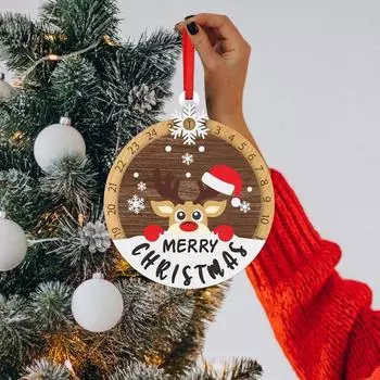 Рождественский Адвент-календарь Подвесные украшения из дерева Корова Олень Обратный отсчет дней до Рождества Знак для передней части A