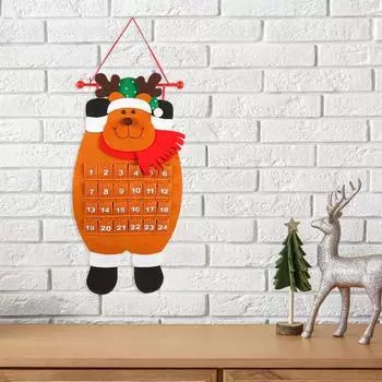 Рождественский Адвент-календарь Рождественский олень Санта Снеговик Подвесной фетровый календарь обратного отсчета с коричневый