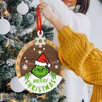 Рождественский Адвент-календарь Рождественский подвесной венок Деревянная вывеска Украшение Дни до Рождества Обратный отсчет Календарь-спиннер