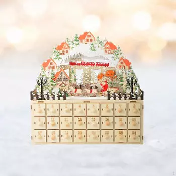 Рождественский Адвент-календарь Рождество с ящиками для хранения, освещенными для детских украшений 24