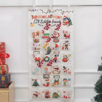 Рождественский Адвент-календарь с 24 карманами, подвесная сумка для хранения, переносное украшение для