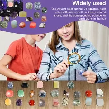 Рождественский адвент-календарь с драгоценными камнями на 24 дня, Рождественский календарь обратного отсчета с камнем, Рождественский обратный отсчет, коллекция камней, подарок для детей, подростков, взрослых фиолетовый