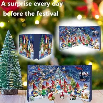 Рождественский адвент-календарь с гномами 2024 года 24-дневный рождественский адвент-календарь с коллекционными куклами-гномами Рождественский адвент 2024 года One Size