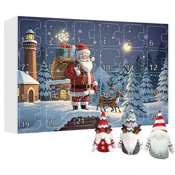 Рождественский адвент-календарь с гномами 2024 года, календарь обратного отсчета до Рождества 2024 года с коллекционными плюшевыми куклами-гномами