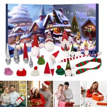 Рождественский адвент-календарь с гномами 2024, обратный отсчет до праздников, плюшевый календарь для кукол, фигурки рождественских гномов для домашнего декора 1 Set