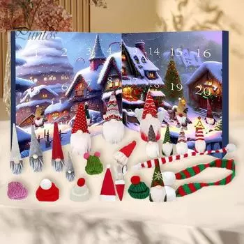 Рождественский адвент-календарь с гномами 2024, обратный отсчет до праздников, плюшевый календарь для кукол, фигурки рождественских гномов для домашнего декора 1 Set