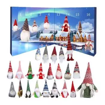 Рождественский адвент-календарь с гномами, 24 коллекционные плюшевые куклы-гномы, подарочный календарь обратного отсчета до Рождества