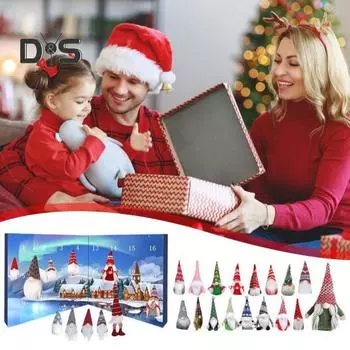 Рождественский адвент-календарь с гномами, 24 коллекционные плюшевые куклы-гномы, календарь обратного отсчета до Рождества, подарок для детей, праздничная радость A