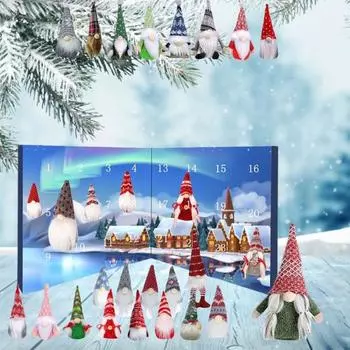 Рождественский адвент-календарь с гномами, 24 коллекционные плюшевые куклы-гномы, подарочный календарь обратного отсчета до Рождества