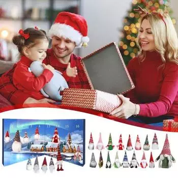 Рождественский адвент-календарь с гномами, 24 коллекционные плюшевые куклы-гномы, календарь обратного отсчета до Рождества, подарок для детей, праздничная радость A