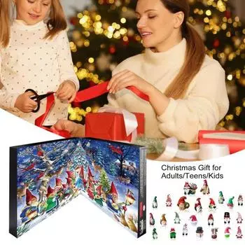 Рождественский адвент-календарь с гномами Рождественский адвент-календарь с фигурками гномов из смолы внутри