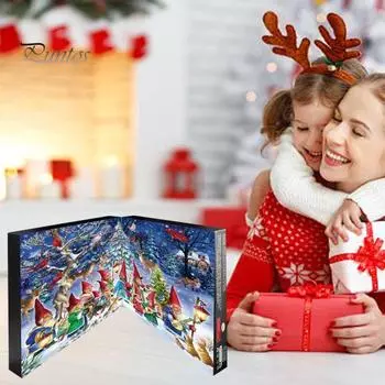 Рождественский адвент-календарь с гномами, рождественский адвент-календарь с фигурками гномов из смолы внутри, 24-дневный рождественский календарь обратного отсчета, подарок для детей A