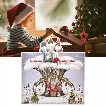Рождественский адвент-календарь с гномом 2024, 24-дневный календарь обратного отсчета с плюшевым гномом